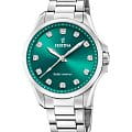 Festina Festina Classics F20654/3  F20654/3 кварцевые женские часы  зеленый циферблат, браслет нержавеющая сталь 316l — вид спереди