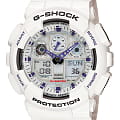 Casio Casio G-Shock GA-100A-7A GA-100 GA-100A-7A электронные мужские часы  белый циферблат, браслет пластик — вид спереди